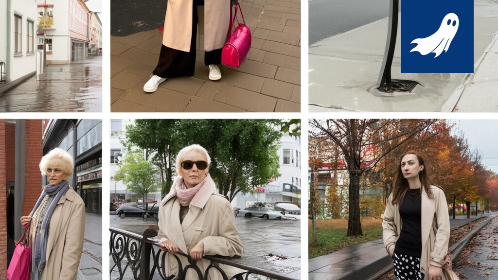 Kuva trenssitakkiin pukeutuneesta tamperelaisesta hymyillen sateessa, viitaten uutisen humoristiseen ratkaisuun hulevesiongelmaan.