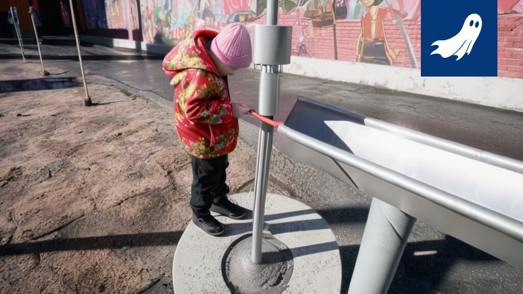 Ruusupuiston päiväkodin leikkikenttä Hatanpään kartanon taustalla, jossa lapset leikkivät ja dataa kerätään.