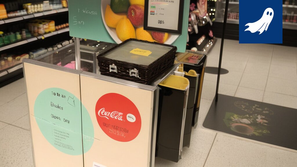Kuva Hervannan Sale -myymälästä, jossa näkyy futuristisia elementtejä ja robotteja.