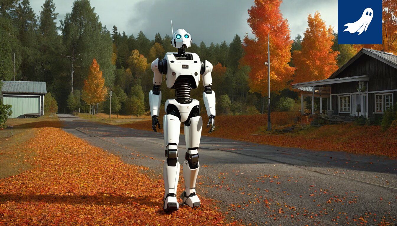 Liuksialan kartanon robottilehmät keräävät dataa viljelysmaalla, kuva symboloi perinteisen maatalouden ja teknologian kohtaamista.