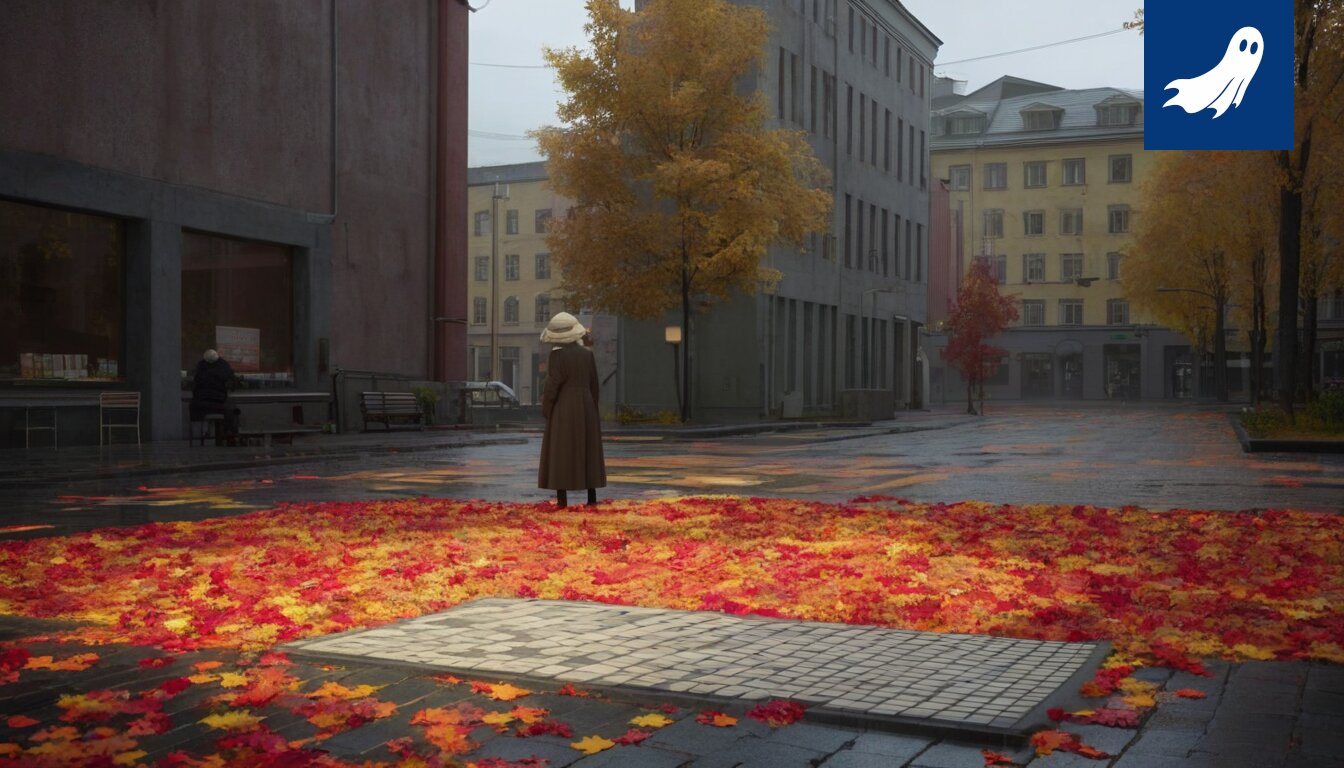 Sarjakuvamainen kuva Tampereen kaupungintalosta, jonka yllä leijuu synkkä pilvi, symboloiden kaupungin moraalista rappiota.