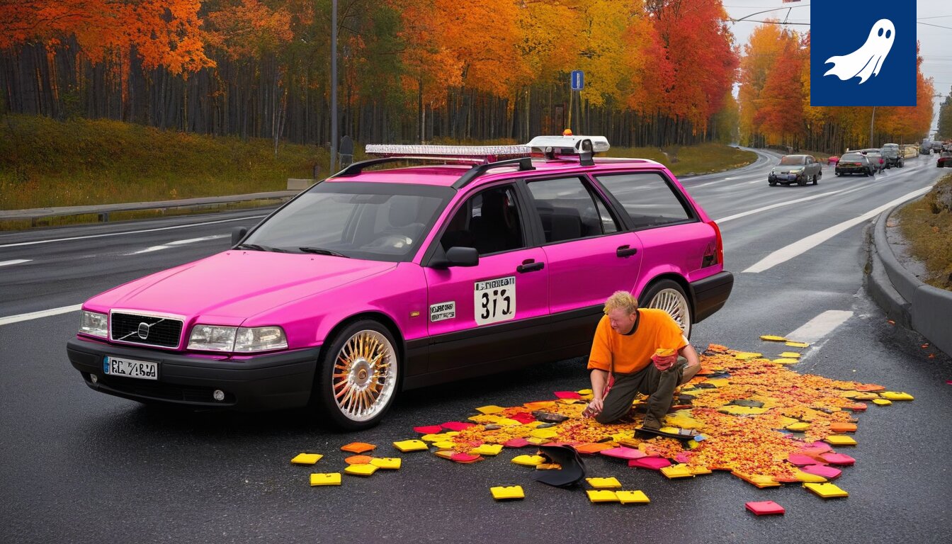 Autonomisten autojen kolaripaikka Hervannassa, jossa näkyy epäselvä, virtuaalinen reitti ilmassa.