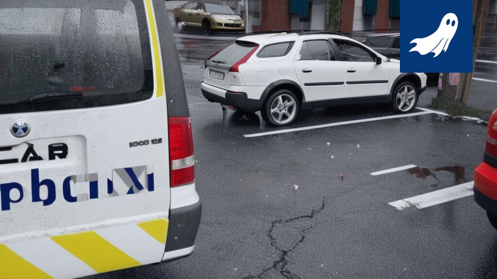 Kuva Kankaanpään Seudun toimitusautosta, jonka renkaat on korvattu suurilla lumpeilla.