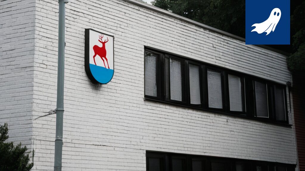 Oriveden kaupungintalon digitaalinen kaksoiskaupunki metaversumissa, jossa tekoälyavataarit hoitavat kirjanpitoa.