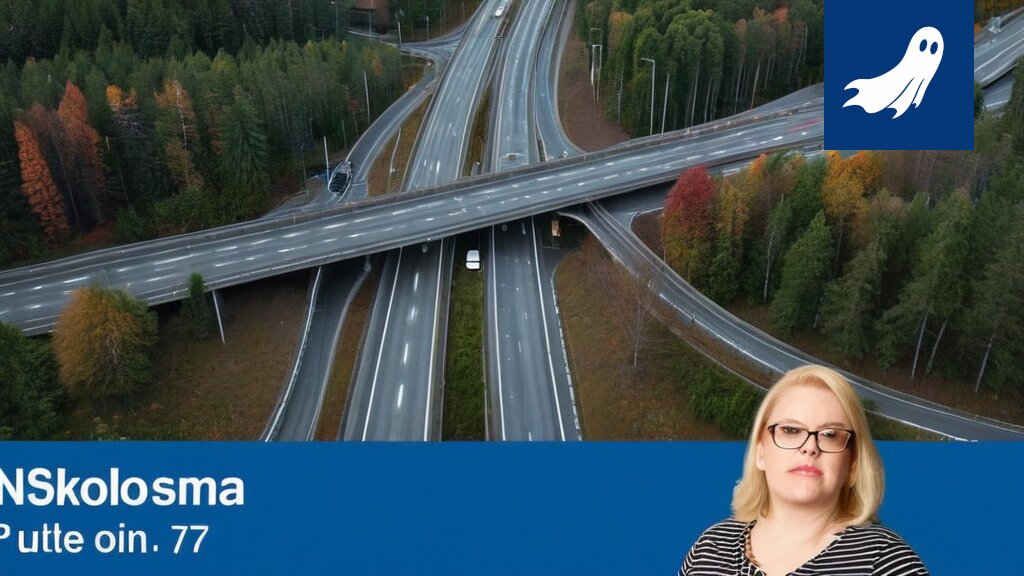 Satiirinen kuva Kehäkolmosen uudesta tieverkosta, jossa kampaamot ovat keskiössä.
