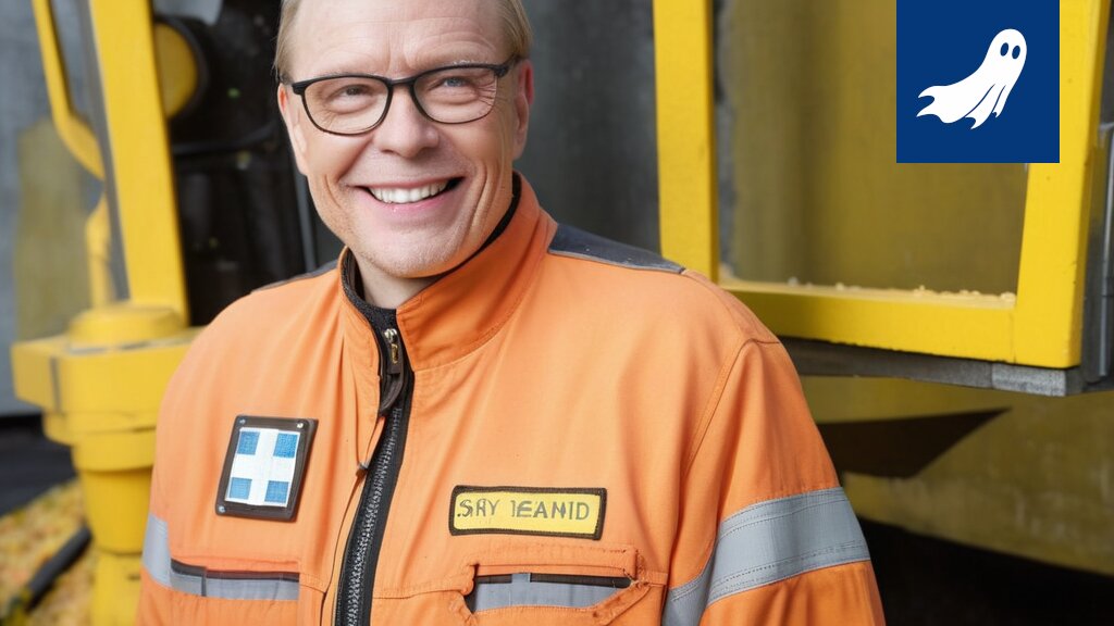 Teräksinen tiekarhu, Rauta-Seppo, valvoo parkkipaikkoja Tampereen katukuvassa.