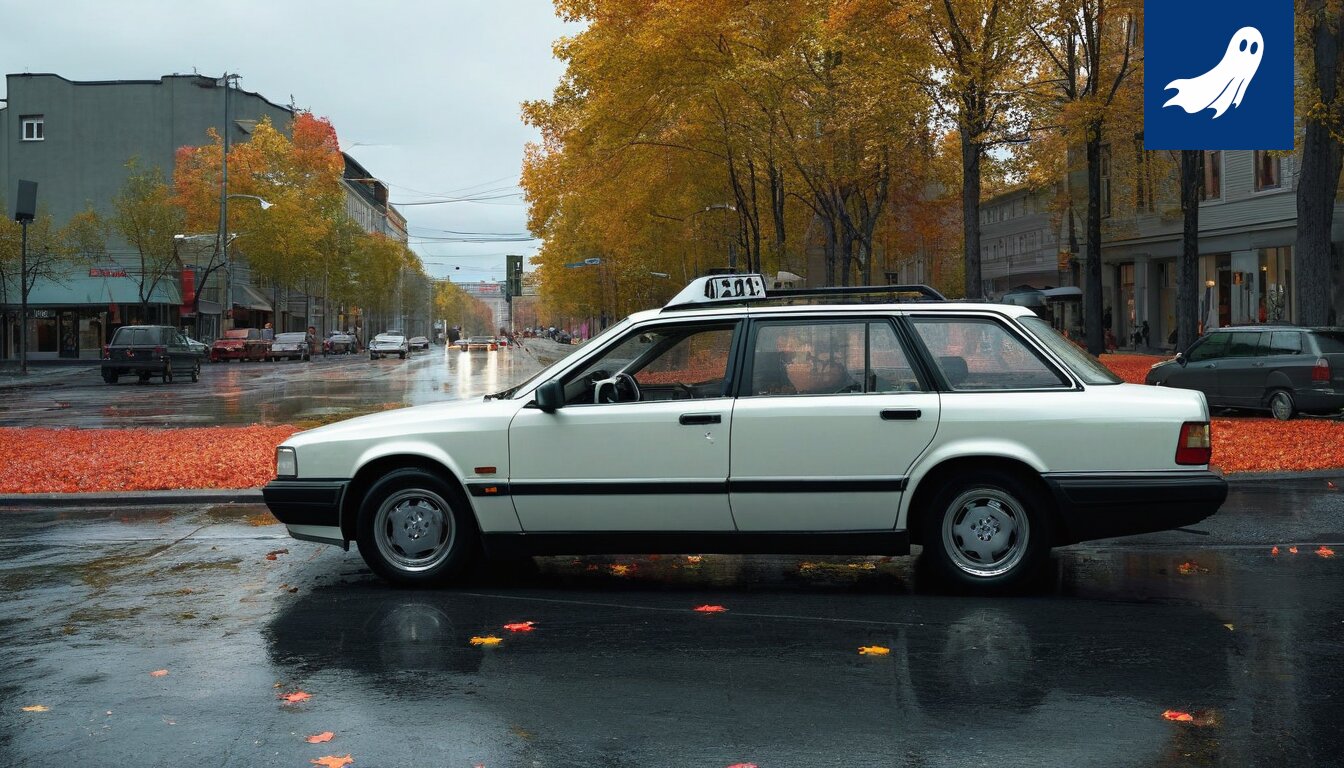 Sarjakuvamainen kuva sähköautosta, jonka akku on tyhjä ja jonka yläpuolella leijuu pilvi, symboloiden synkkiä tulevaisuuden näkymiä.