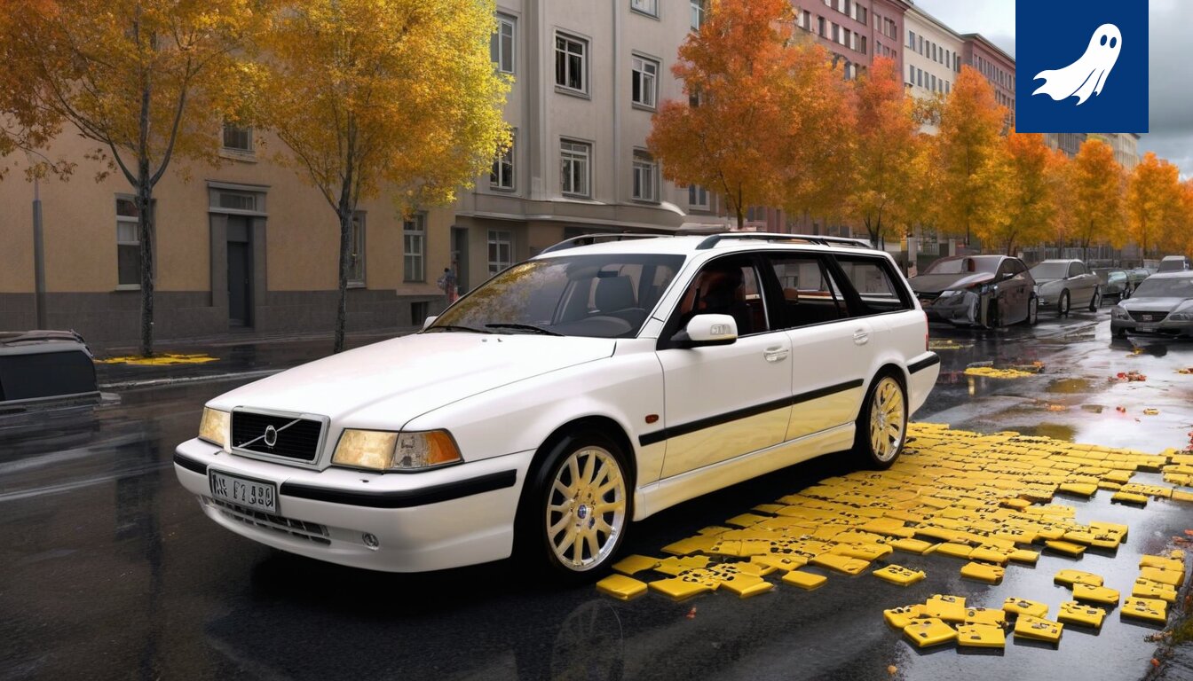 Sarjakuvamainen kuva Tampereen keskustasta, jossa autoilijat ajavat sekaisin mielikuvituspylväiden ympärillä.