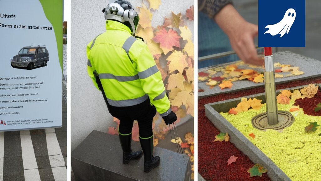 Sarjakuvamainen kuva Tampereen kaupungintalosta, jonka yllä leijuu osakekurssien graafi.