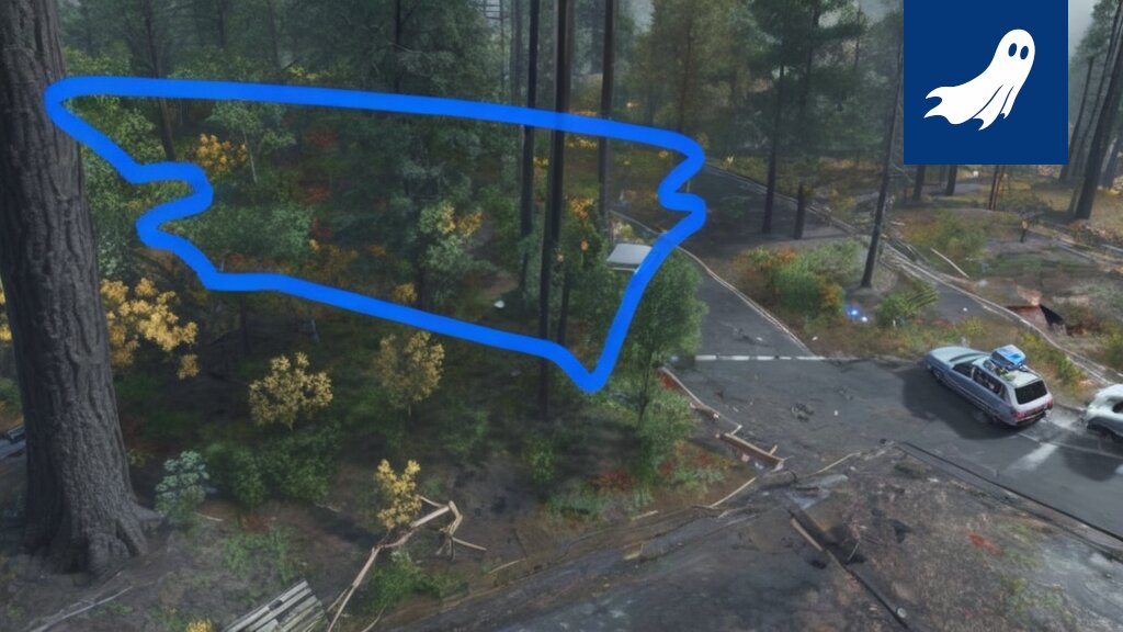 Satiirinen kuva digitaalisesta metsästä, jossa näkyy virtuaalisia puita ja metaverse-metsänvartija tarkkailemassa tilannetta.