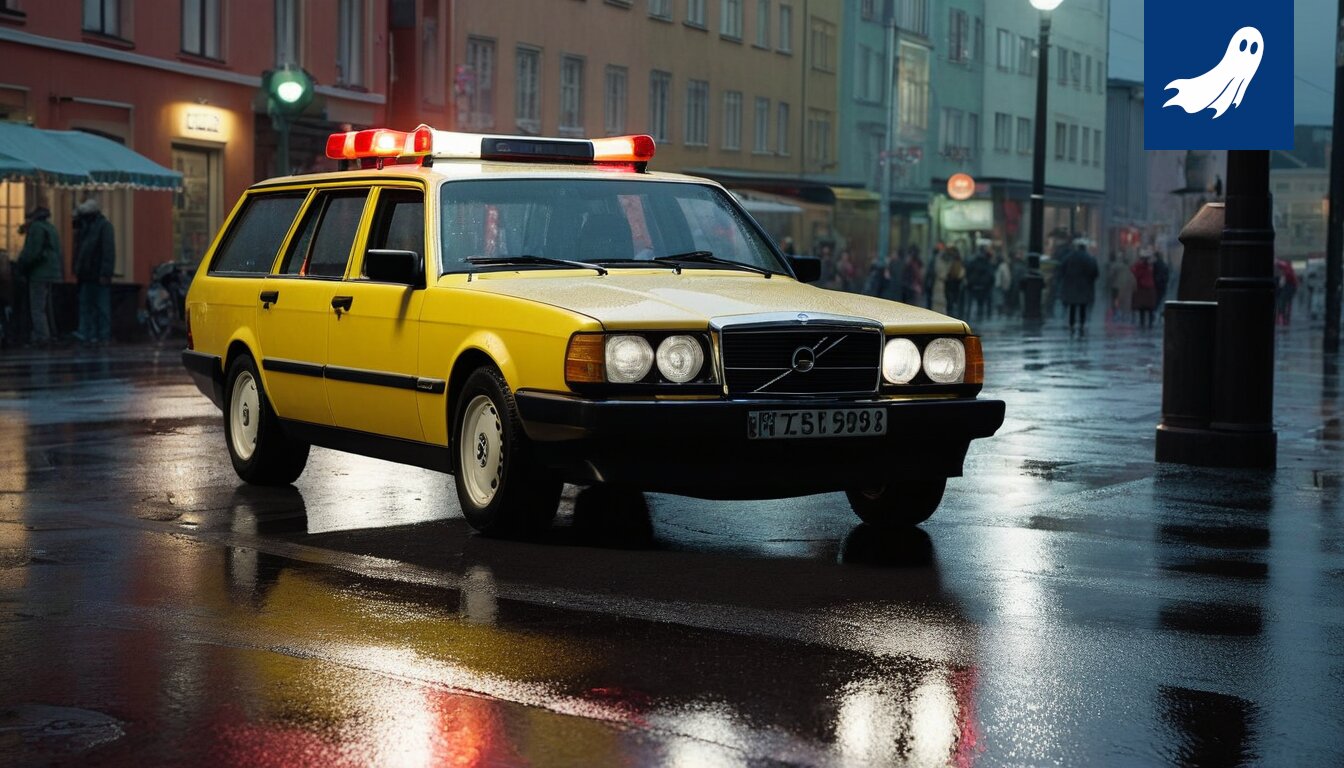 Aseistettu parkkipaalu toimii taksina Tampereen keskustassa, valmiina lamauttamaan matkustajia.