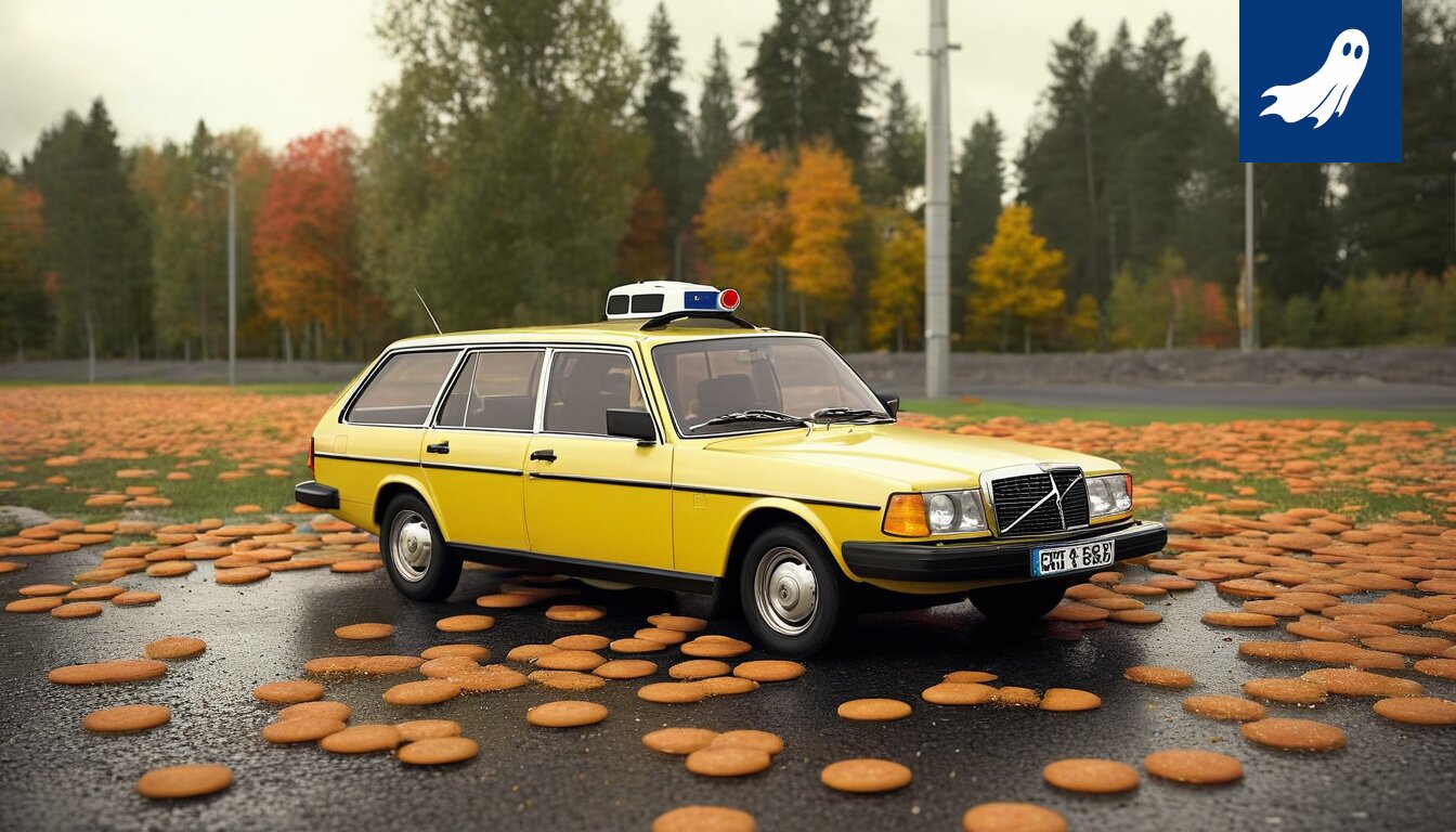 Kuva Tampereen stadionista, jonka edessä on valtava blini-pino, symboloiden artikkelin absurdiutta.
