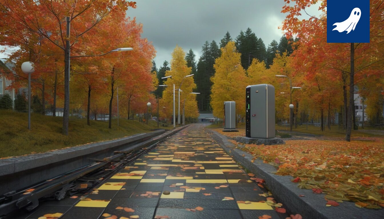 Santalahden tapahtumapuiston alue, jossa mahdollisesti näkyy futuristisia elementtejä viitaten tekoälyyn ja kryptovaluuttoihin.