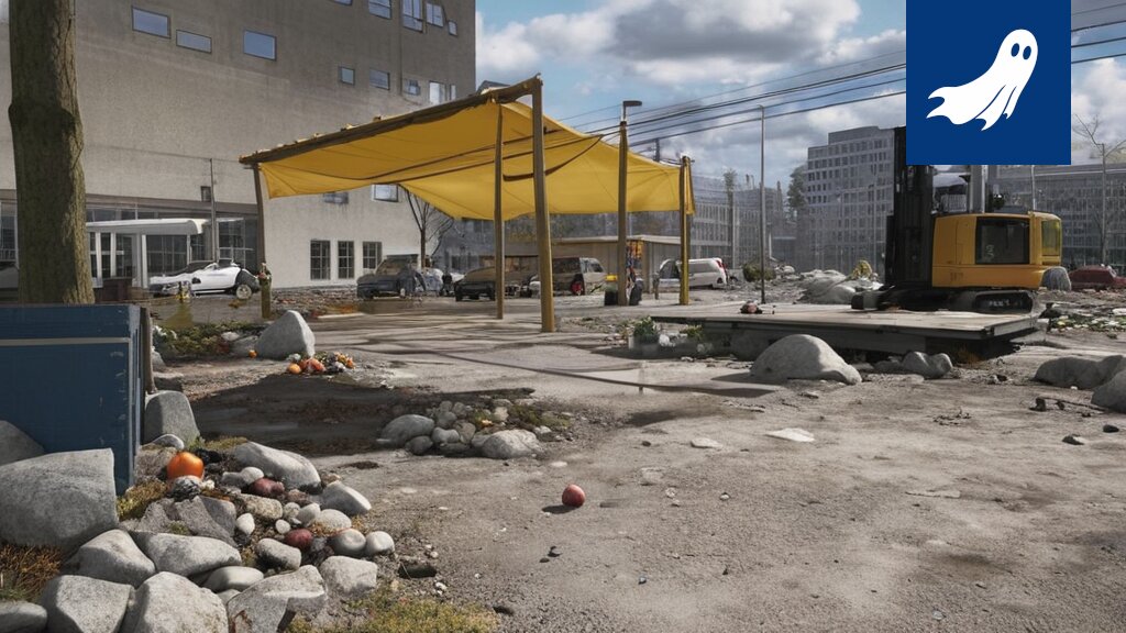 Lasinen paviljonki Tampereen yliopiston kampuksella, jonka katolla on aurinkopaneeleja ja sisällä puutarha.