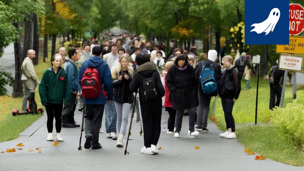Satiirinen kuva Tampereen kaupungintalosta, jossa nuorten deittisovellusten logot on liimattu ikkunoihin.