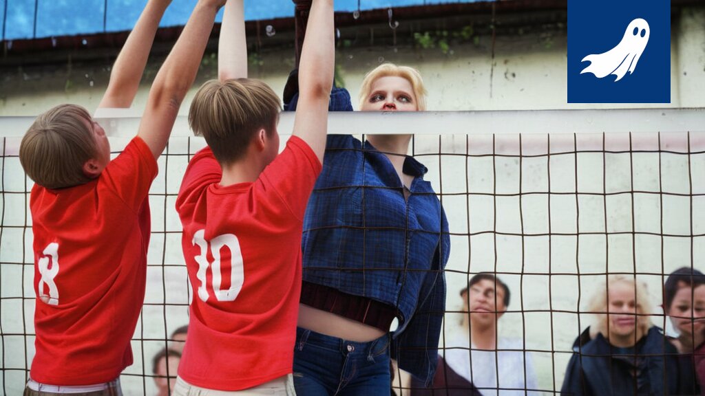 Lentopalloilija syöttää palloa VolleyVerse-metaversumin visuaalisessa esityksessä.