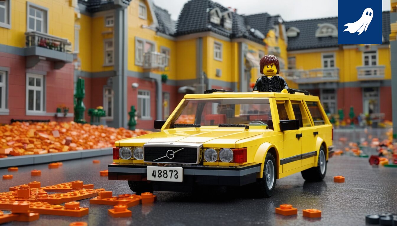 Värillinen Lego-huoneisto Tampereella, jossa näkyy rakennuspalikoista rakennettu sisustus.