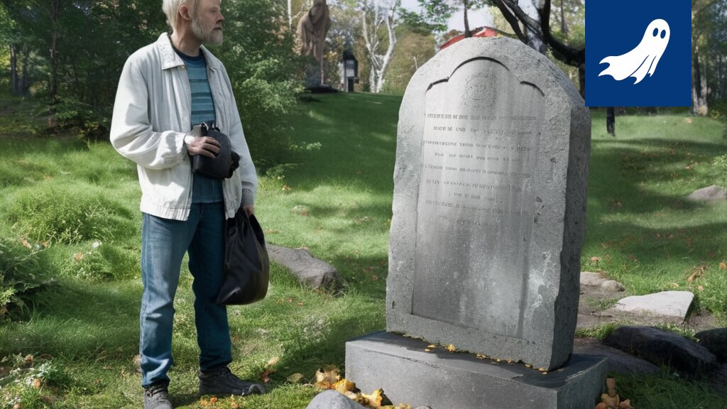 Satiirinen kuva Pirkankadun "Haamukaupungista", jossa vainajat protestoivat sateenkaarenvärisillä hautakivillä.