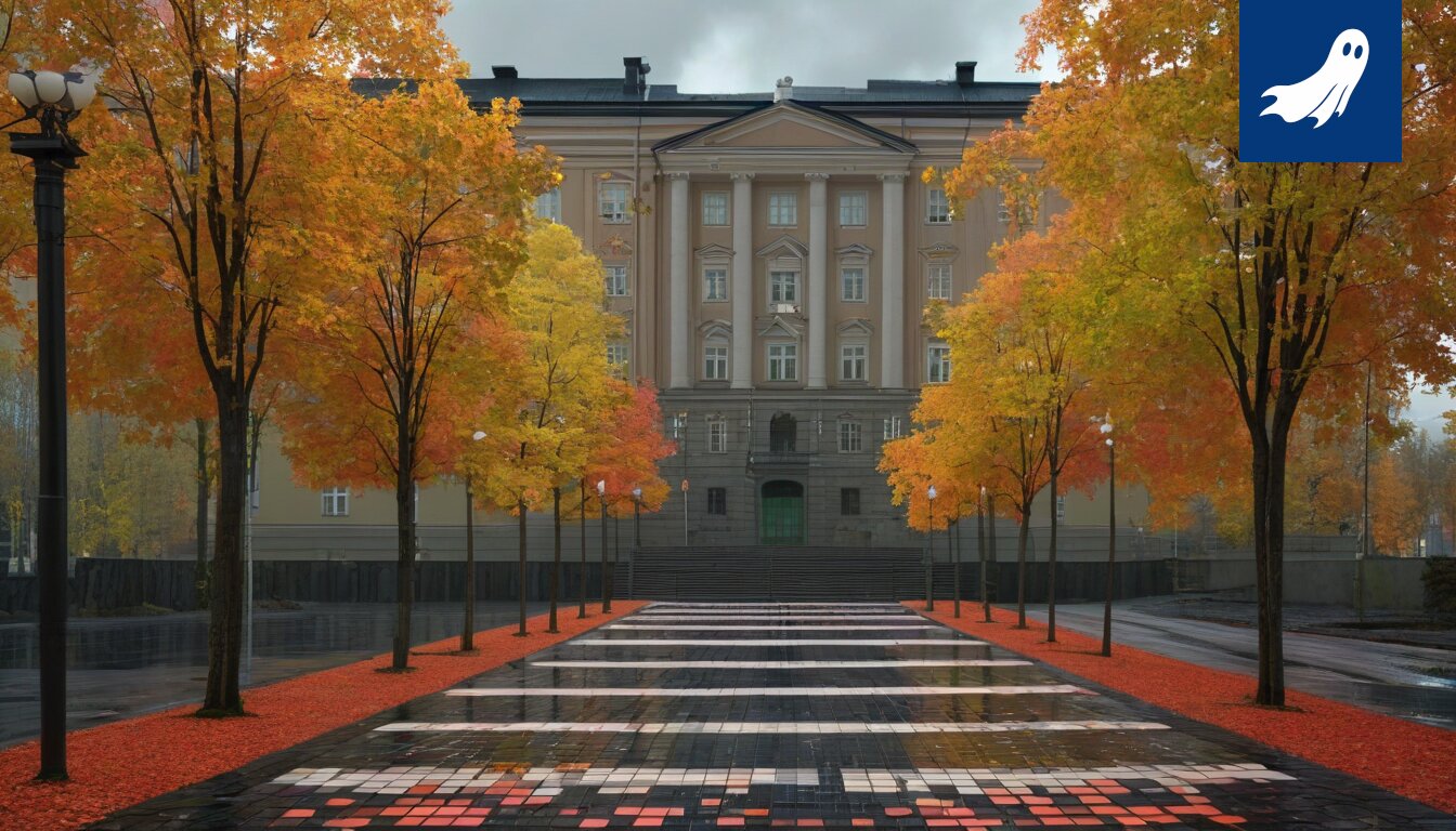 Tamk:n kampus kuvitteellisessa opintopisteiden valtavaltiossa, satiirinen uutiskuva.