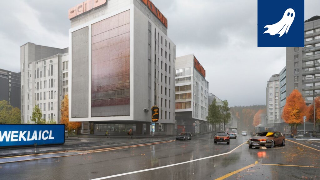 Futuristinen renderöinti Kalevan kerrostalosta, joka muistuttaa suurta tietokonepalvelinta.