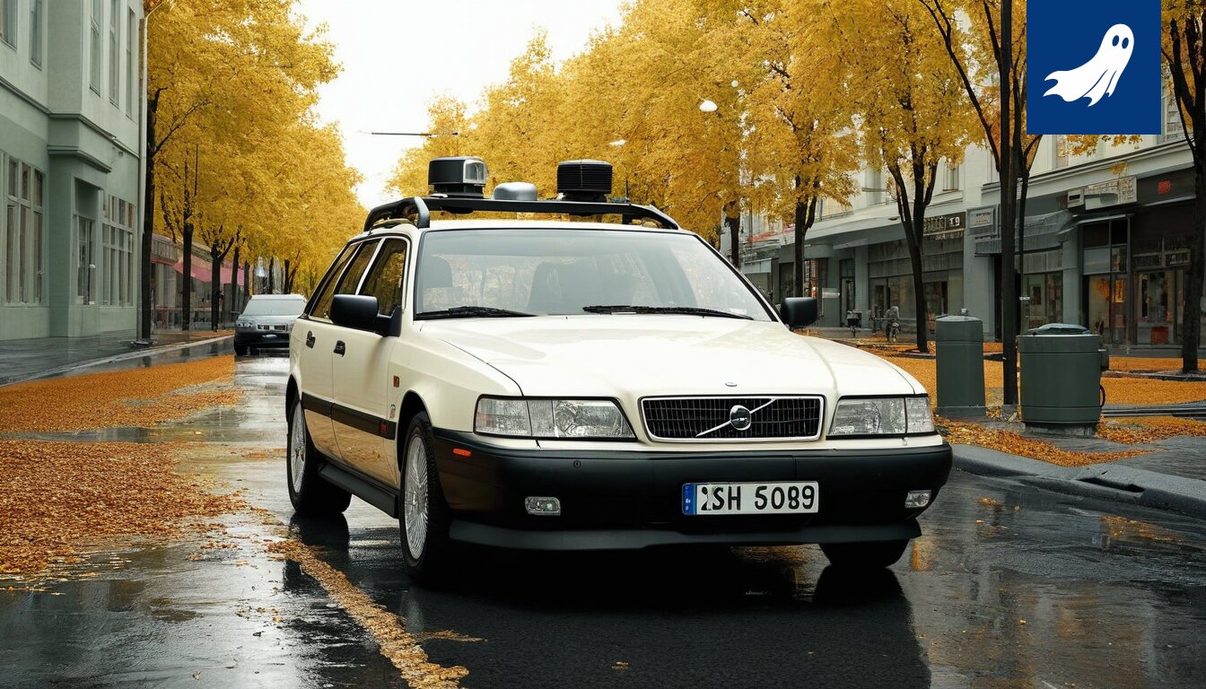 Saab 93 B de Luxe -autoja Tampereen keskustassa poliisin ympäröiminä, kuva liikennekaaoksesta.