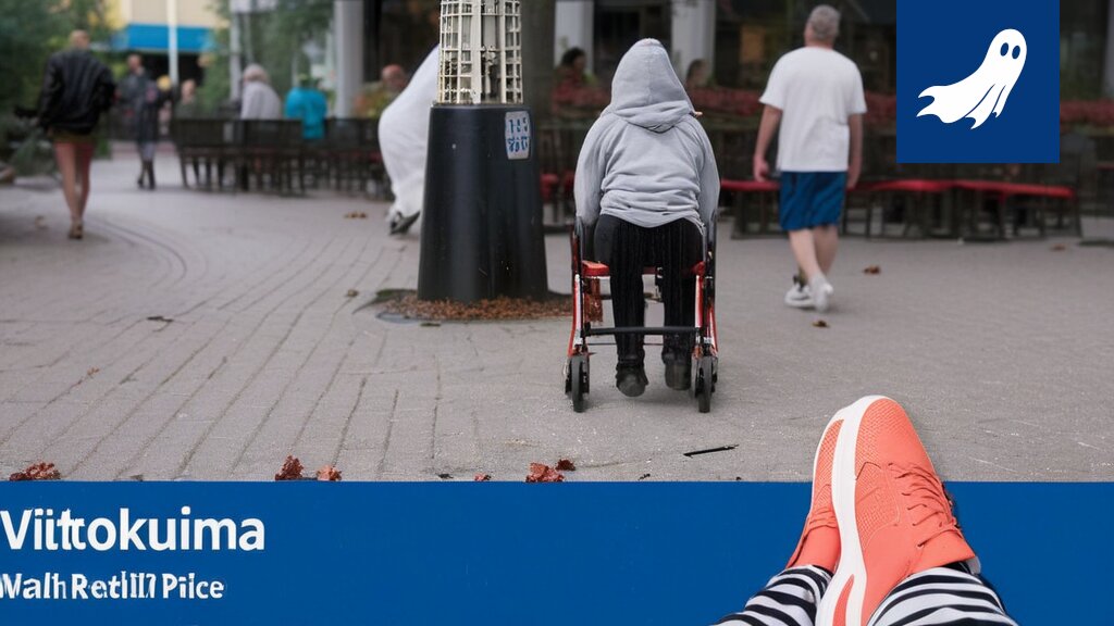 Työntekijä polkee kuntopyörää työpaikallaan sähkön tuottamiseksi, satiirinen kuva Ikuinen Työvoima -ohjelmasta.