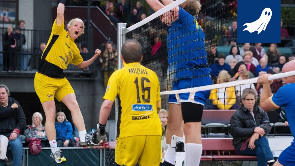 Lentopalloilija suorittaa epätavallista liikettä, vihjaten tekoälyn ohjaamiin lihassupistuksiin.