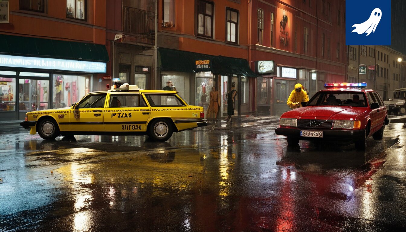 Digitaalinen mainostaulu asennettuna Tampereen ambulanssin kylkeen, satiirinen kuva.