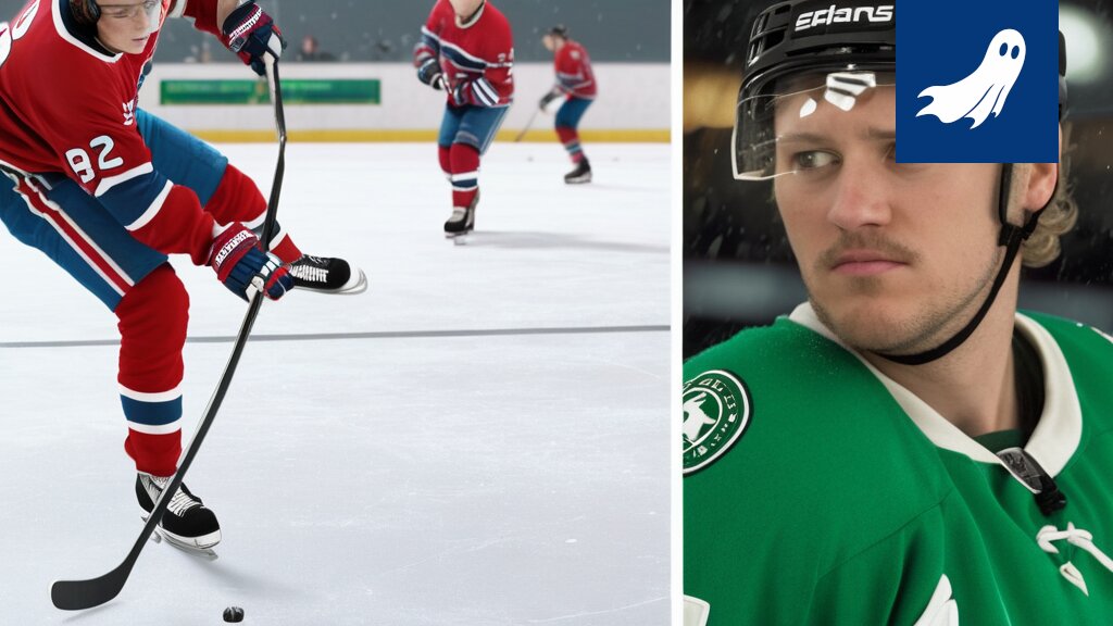 Patrik Laine jääkiekko-ottelussa, mahdollisesti loukkaantumassa, satiirisen uutisartikkelin kuvitus.