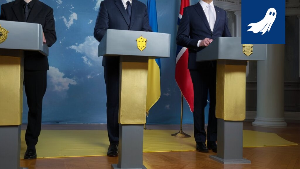 Sarjakuvamainen kuva roboteista neuvottelemassa, symboloiden teknologian roolia rauhanprosesseissa.
