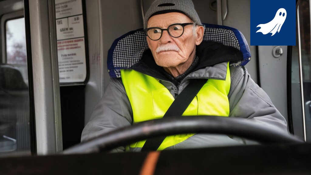 Kuvitus robottibussista törmäämässä toiseen Tampereen keskustassa.