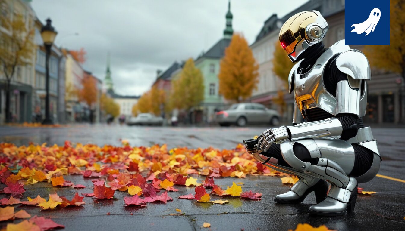 Robocop valvoo pysäköintiä Tampereen maistraatissa, hääauto taustalla.