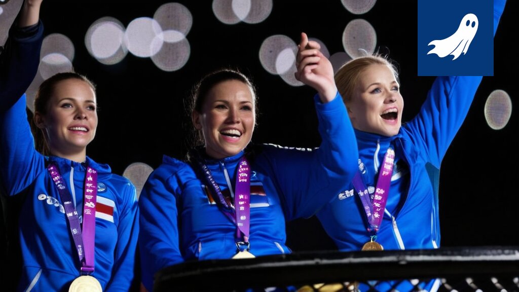 Olympiastadionin julkisivu, jossa näkyy digitaalinen hologrammi juoksijasta, viitaten stadionin Metaverse-projektiin.