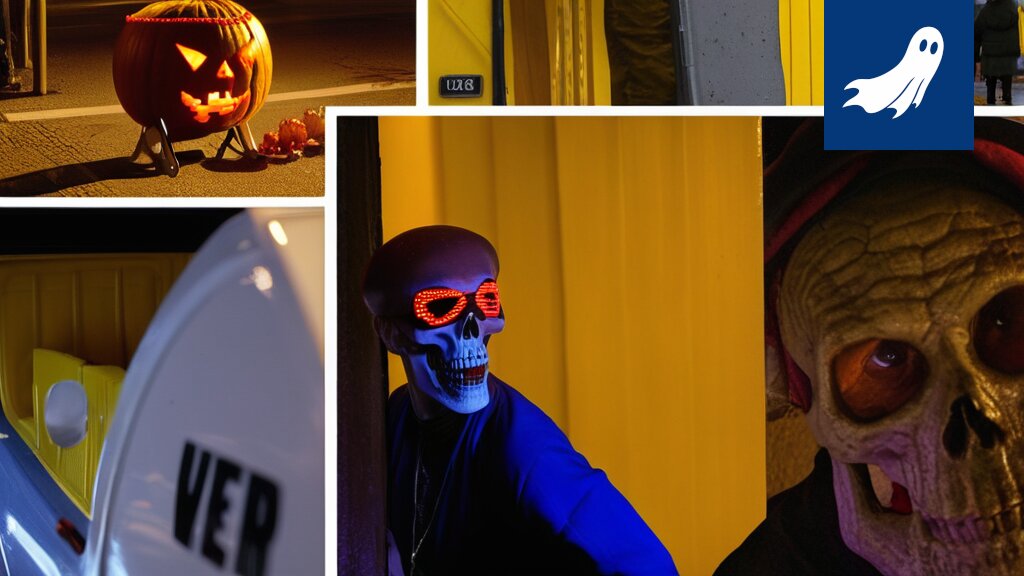 Valokuva Tampereen Terveystien Halloween-koristeista ja mahdollisesti kurpitsakoristeista, jotka ovat aiheuttaneet naapurustoriitoja.