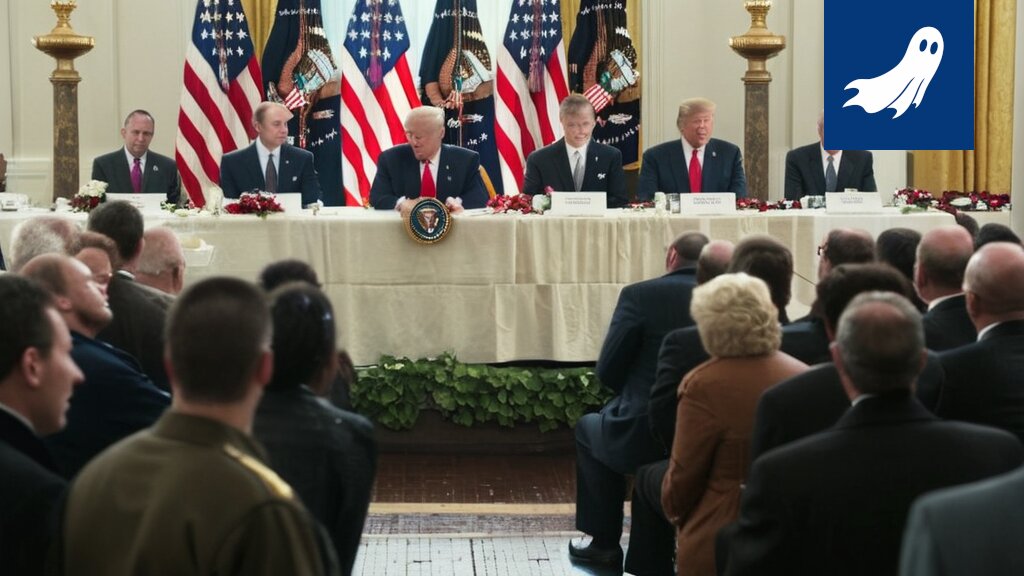 Sarjakuvamainen kuva Donald Trumpista osakemarkkinoiden yläpuolella, jossa vaalitappiot muuttuvat rahaksi.
