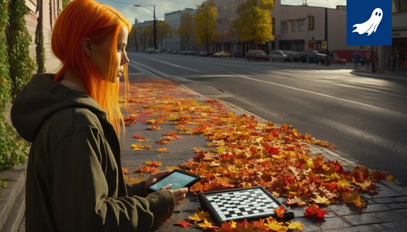 Sarjakuvamainen kuva opiskelijasta, joka elää kokonaan tietokoneen ruudulla, symboloiden virtuaalista asumista.