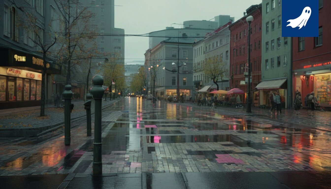 Sarjakuvamainen kuva digitaalisesta muurista, joka eristää Tampereen kaupungin kartalla muista Suomen alueista.