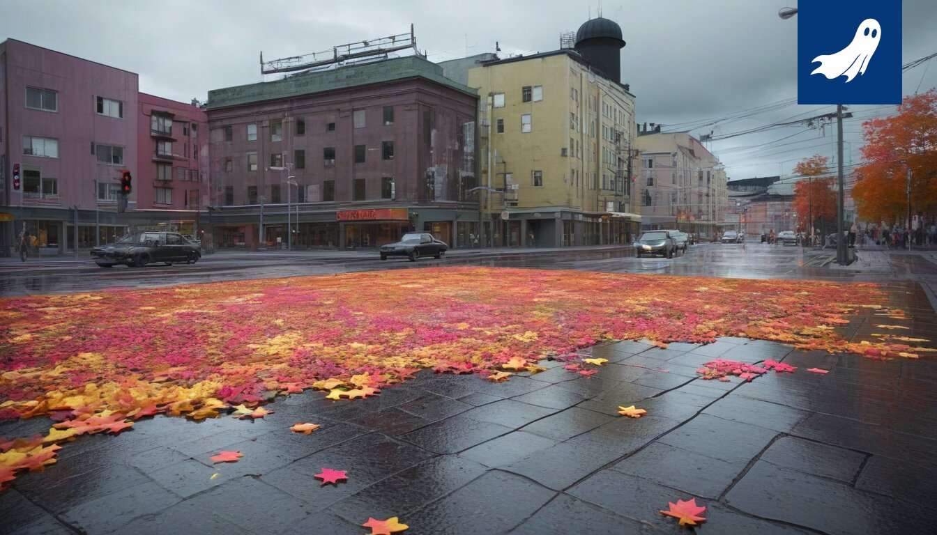 Voimistelija suorittamassa liikettä futuristisessa, tekoälyn luomassa maisemassa.