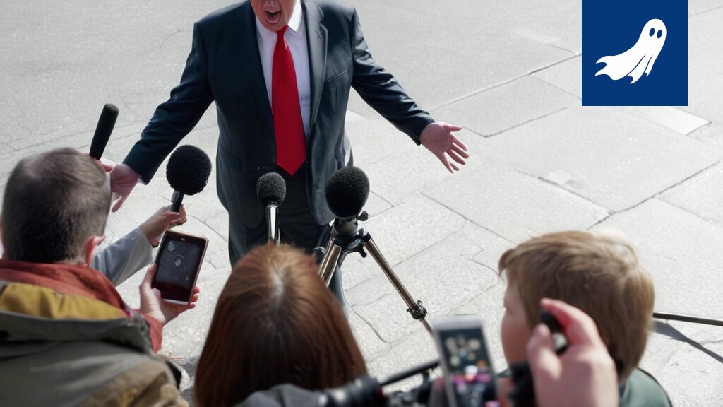 Sarjakuvamainen kuva Donald Trumpista Alaskan kartalla, jossa osakkeita ja dollareita leijuu ympärillä.