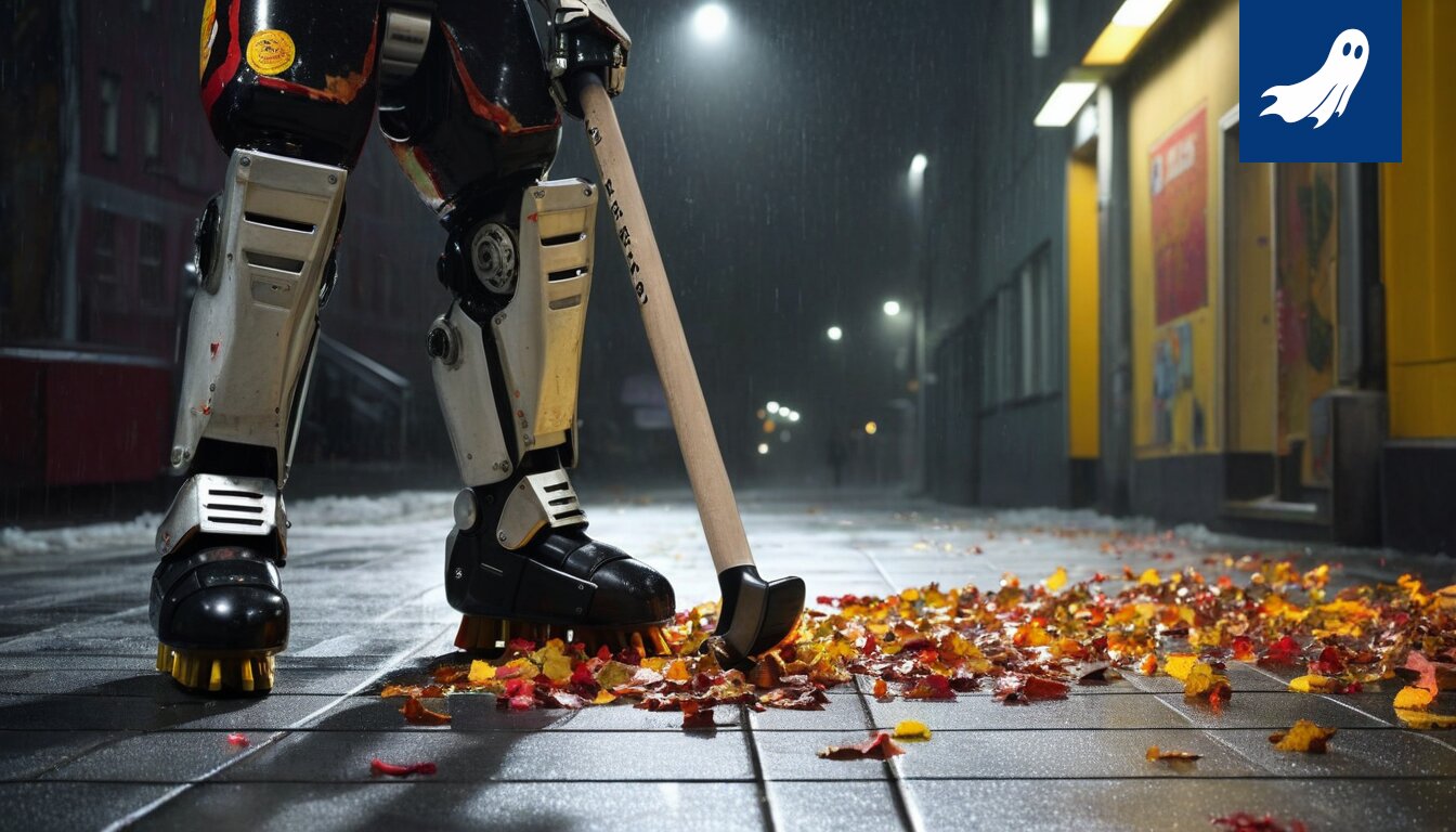Robottimaalivahti torjumassa kiekkoa jääkiekkokaukalossa, kuva havainnollistaa artikkelin aihetta.