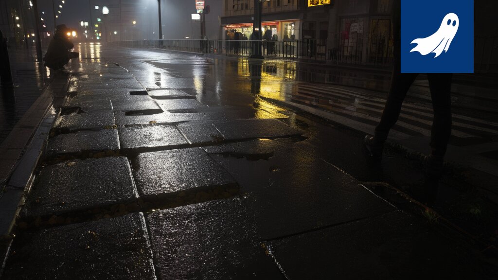Kuva Tampereen kadulta, jossa näkymättömät pyörätelineet aiheuttavat kaaosta ja hämmennystä.