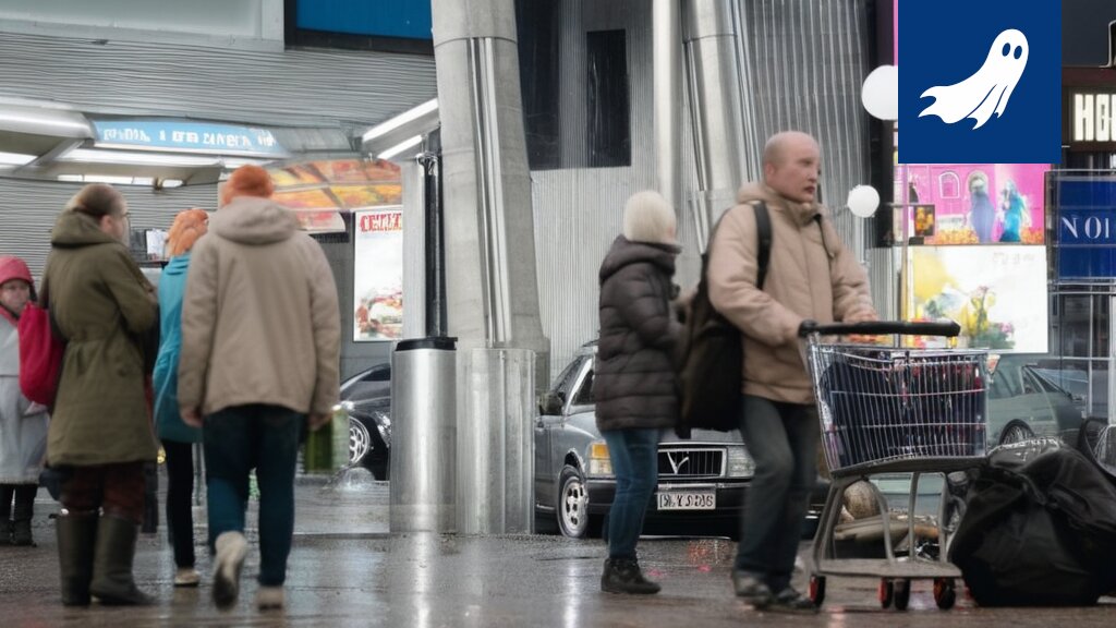 Sarjakuvamainen kuva neljästä miehestä Pälkäneeltä, jotka istuvat ja aiheuttavat taloudellista kaaosta.