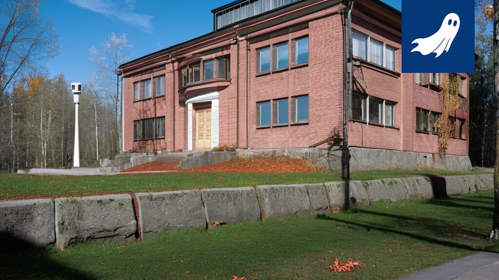 Tampereen taidemuseon julkisivu, jonka taustalla näkyy savupiippu, viitaten artikkelin satiiriseen kuvaukseen energiankeruusta.