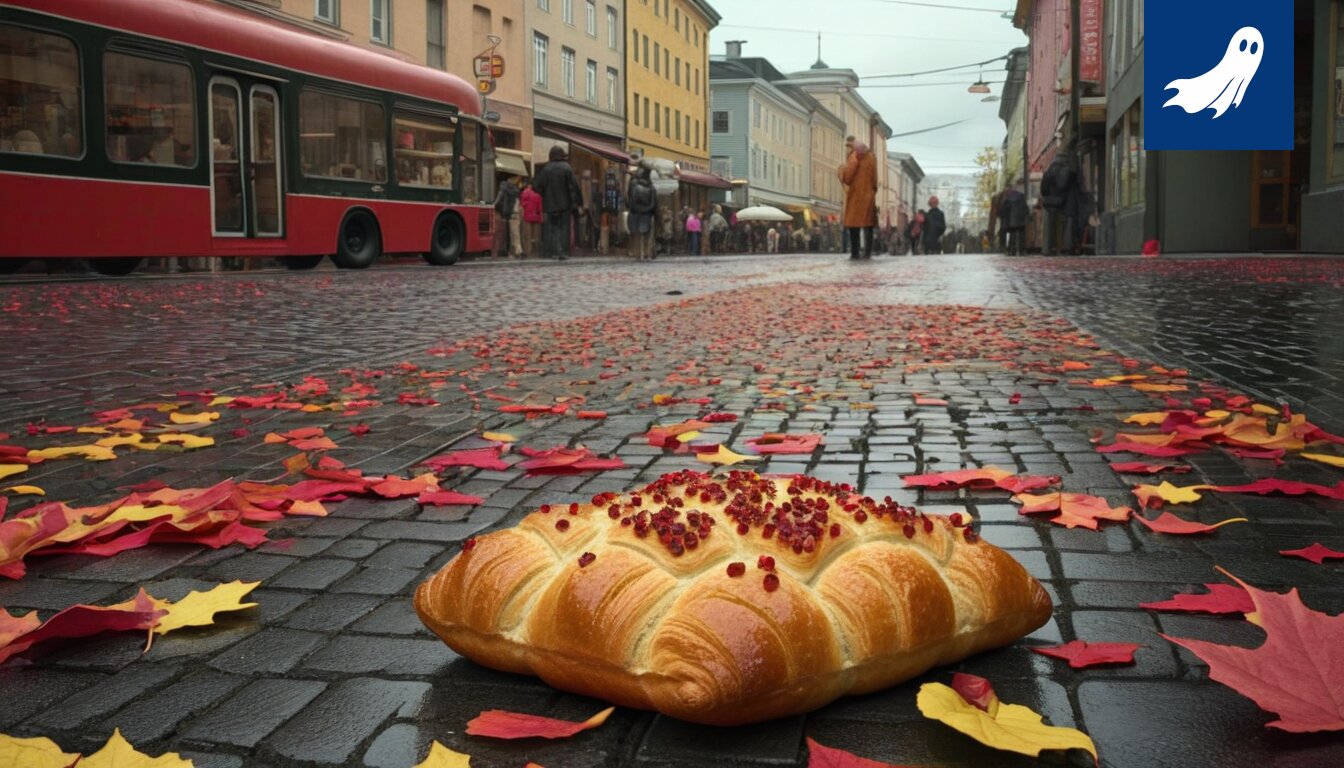 Kuva Tampereen Kauppahallista, jossa näkyy leipomo, vihjaten salaliittoon liittyvään uutiseen.