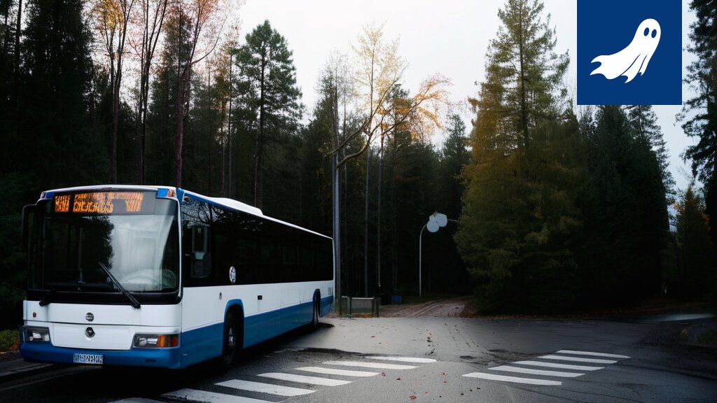 Kuva Nyssebussista, jonka kyljessä lukee 'Kotibileiden valvonta', satiirisen uutisartikkelin yhteydessä.