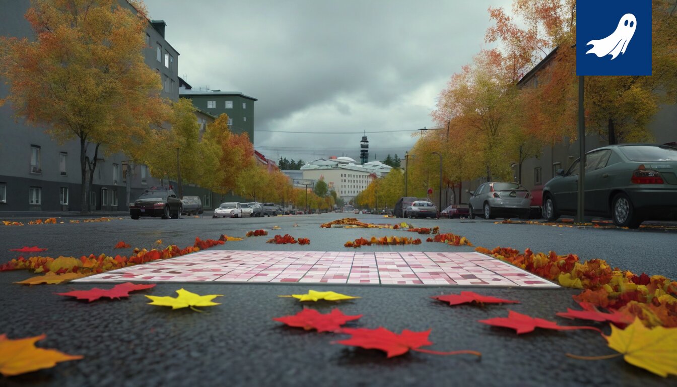 Kuva Rongantornien parkkihallista, jossa robotti valvoo asukkaiden toimintaa ja kiillotuskoneet ovat ahkerasti töissä.
