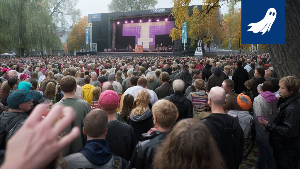 Pyynikin festivaalin logo pörssikurssin graafin päällä, symboloiden festivaalin listautumista.