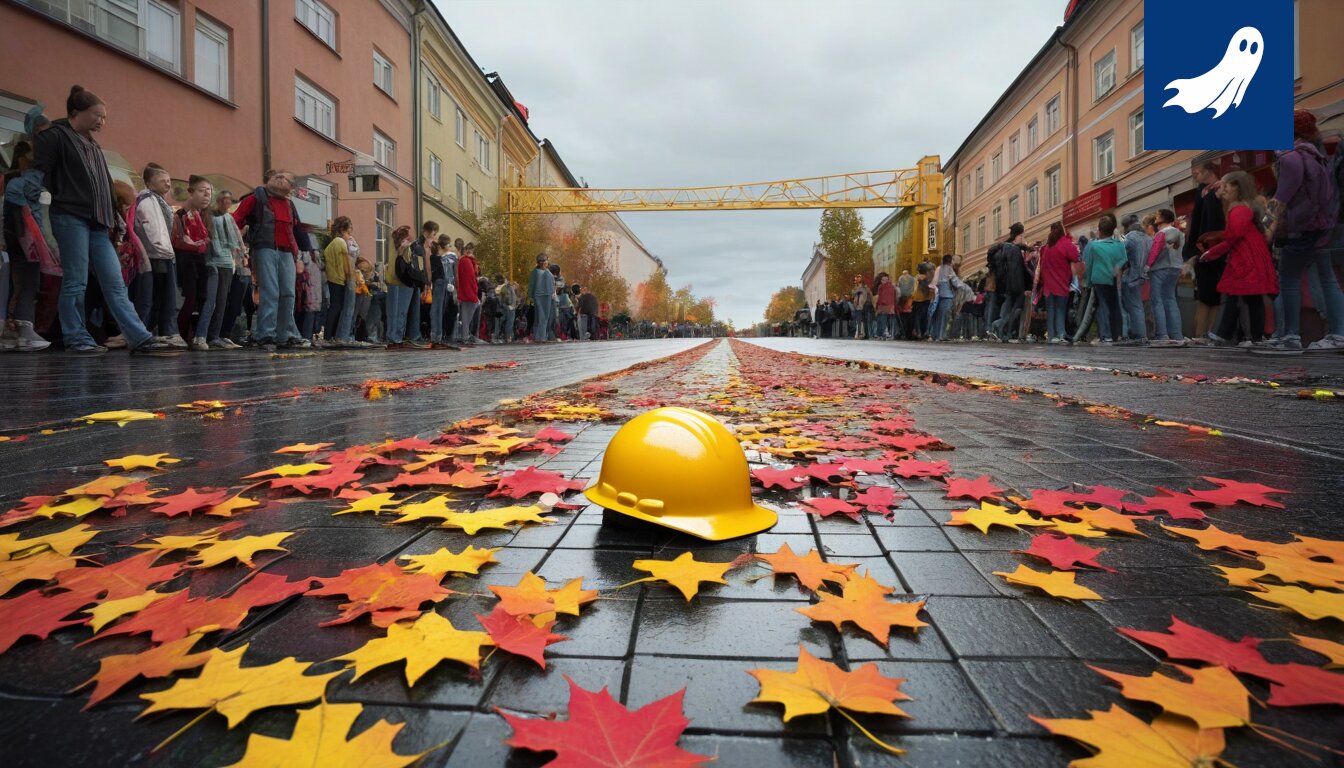 Sarjakuvamainen kuva Tampereen koulun valvontakamerasta, joka tunnistaa virheellisesti jääkiekkoilijoita ilkivallan tekijöiksi.