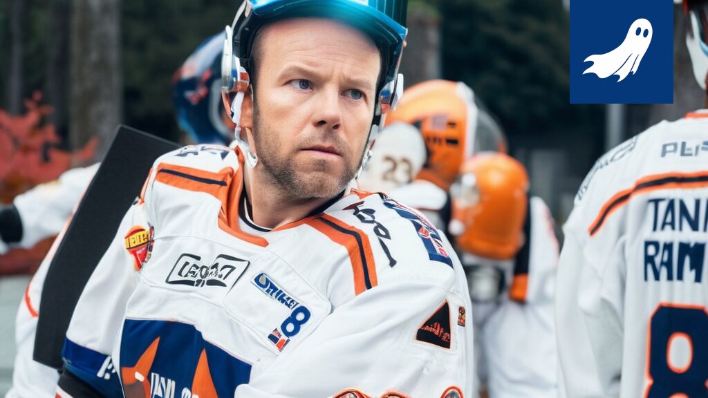 Jääkiekkoilija robottikopion kanssa, kuva symboloi Tapparan pelaajien korvaamista algoritmien avulla.