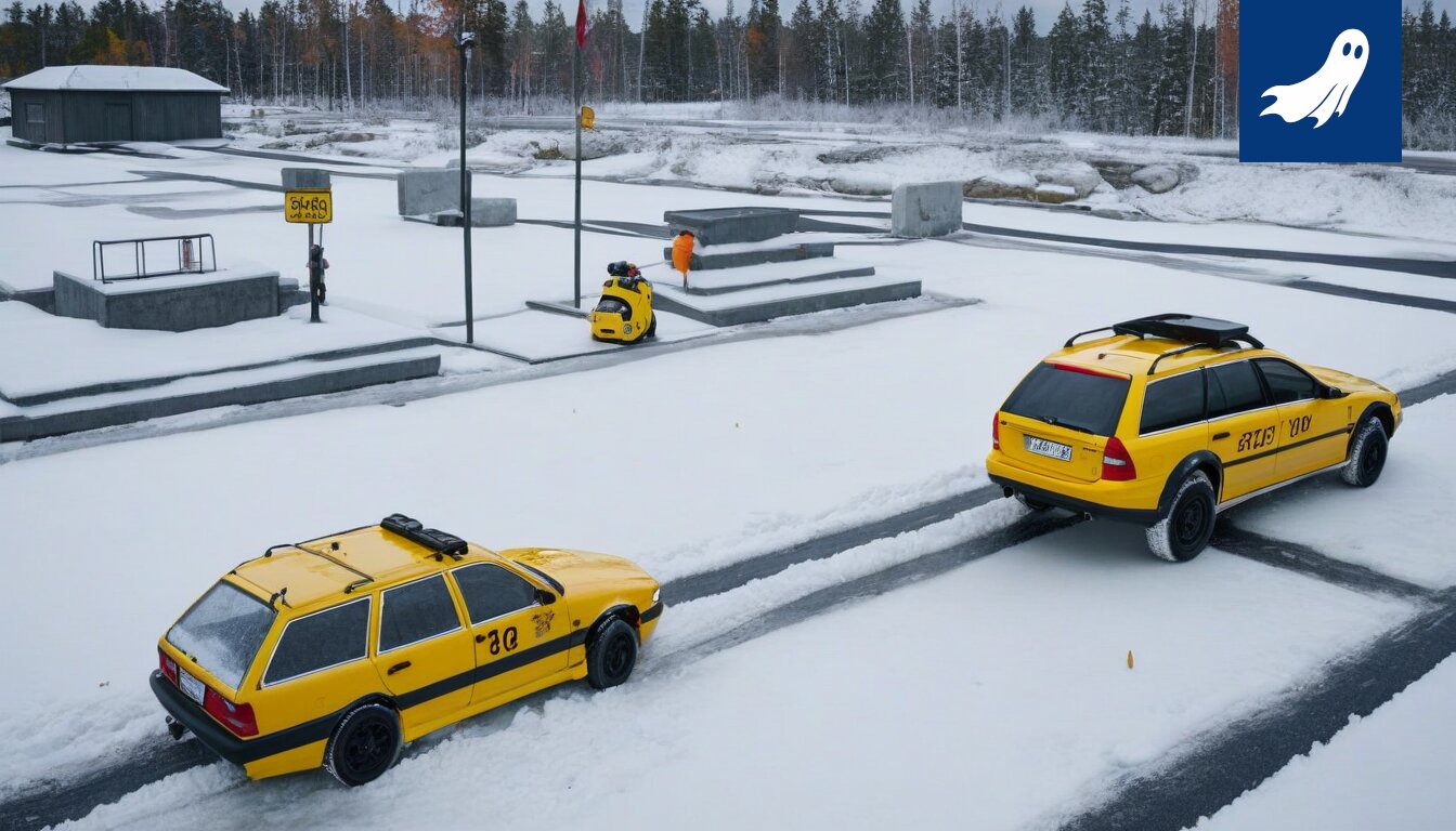 Kuva Hangon lumisesta maastosta ja mahdollisesti startupin kehittämästä maastoajoneuvosta.